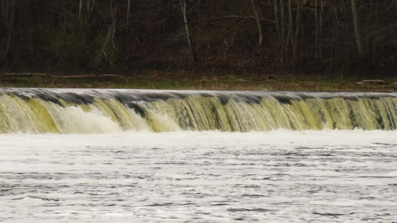 물고기가 뛰는 아름다운 폭포
