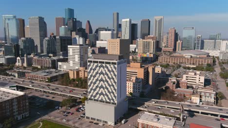 aerial view of downtown houston and surrounding area