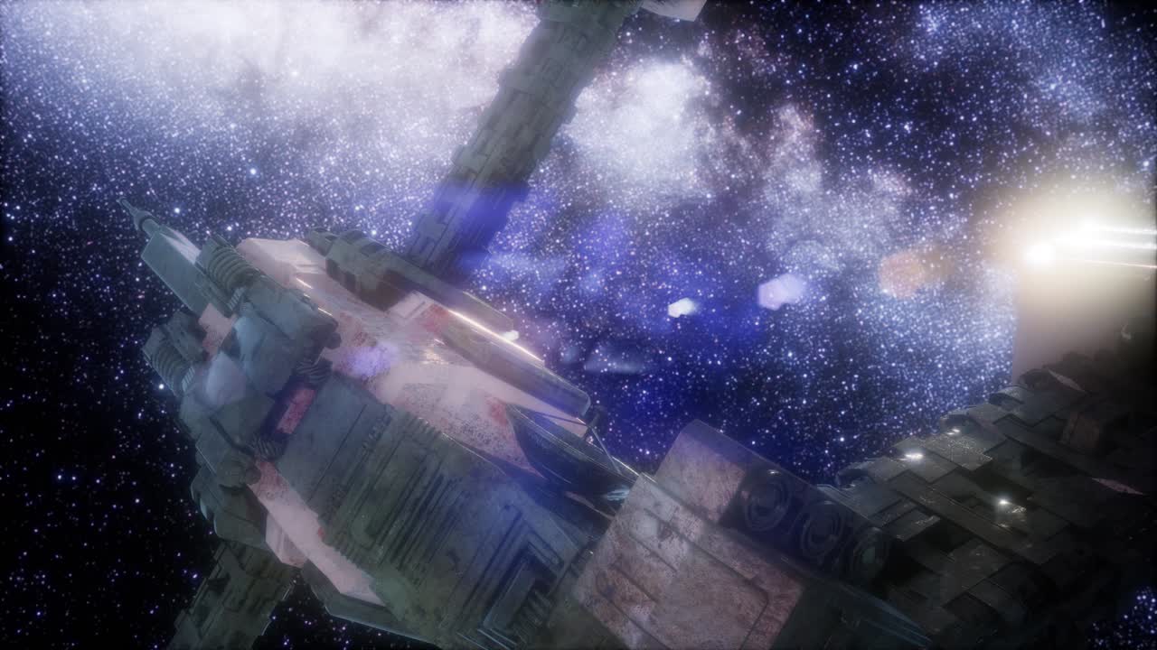 космический корабль и звезды млечного пути