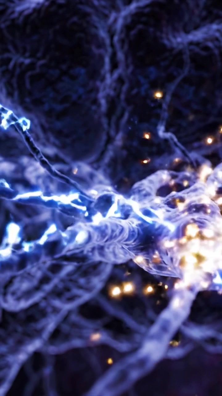 Una Straordinaria Visualizzazione delle Connessioni Neurali: Esplorando l'Intricata Rete di Sinapsi e Neuroni Illuminata da Luci Brillanti.