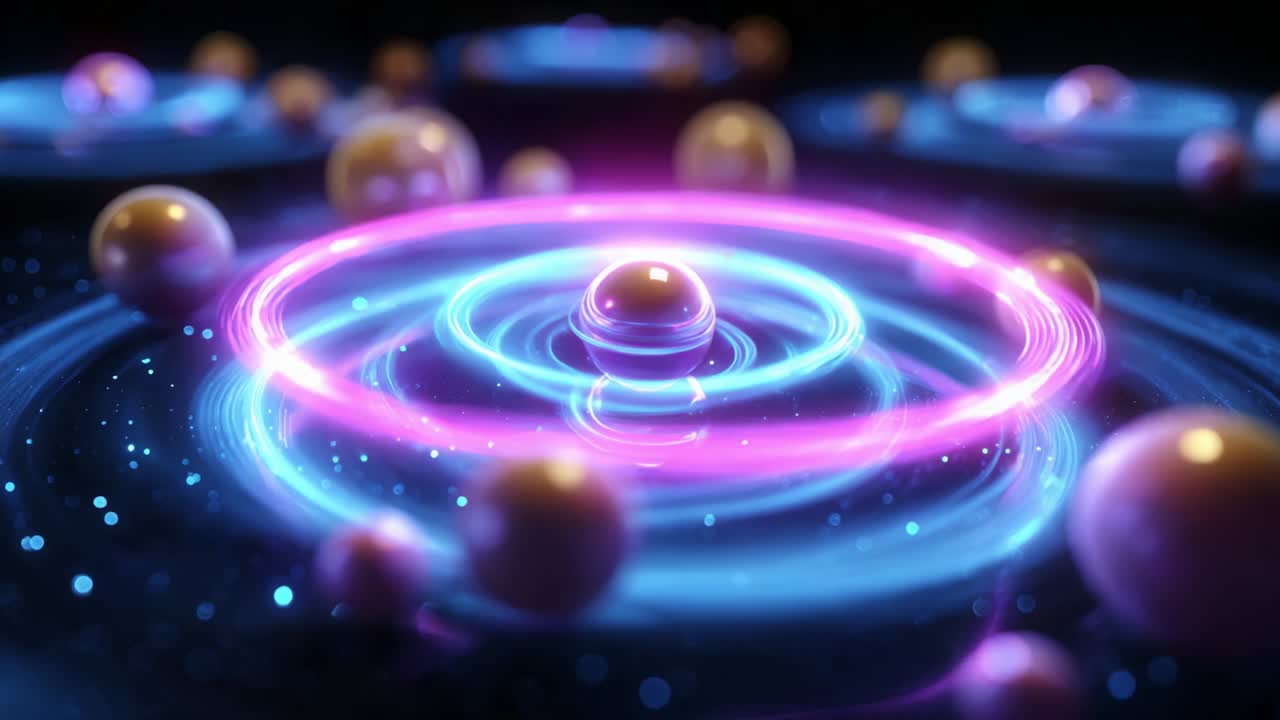 A mesmerizing display of dynamic spheres radiating energy and light in a tranquil environment, showcasing an ethereal swirl of vibrant colors and gentle ripples that evoke a sense of wonder and harmony