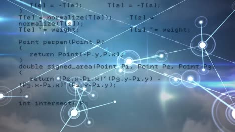 animation of data processing and network of connections