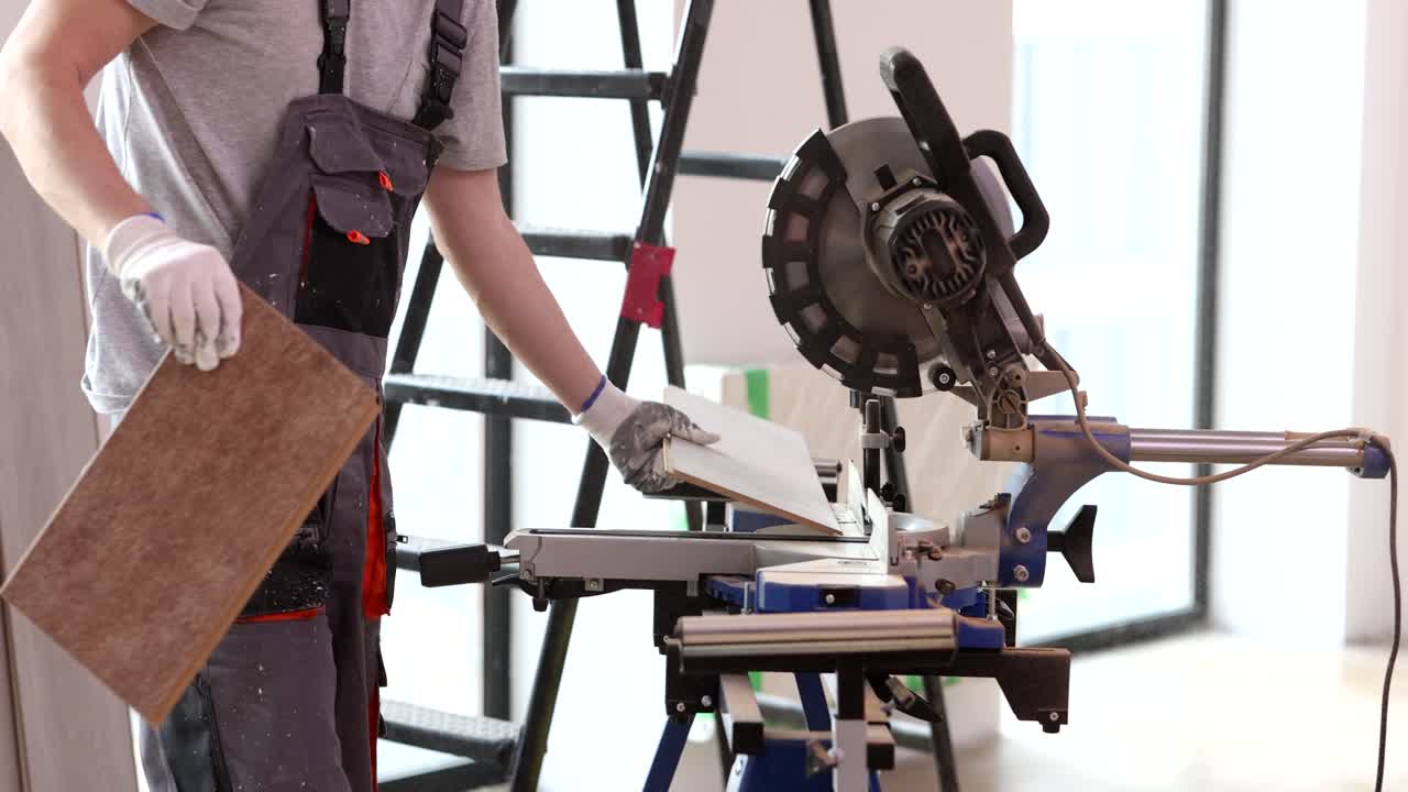 Construction worker with tools and materials