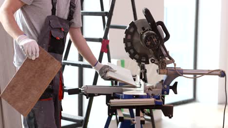construction worker with tools and materials