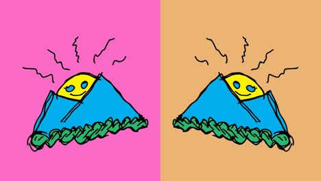 niños dibujando arte pop fondo sin costuras con el tema de la montaña