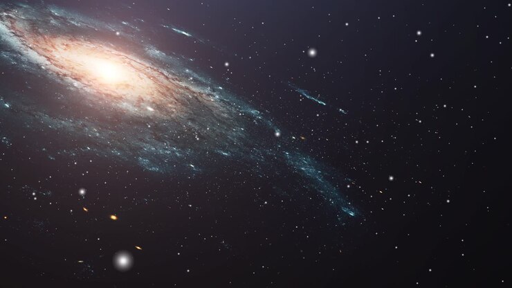 galassie e stelle che ruotano e si muovono nello spazio