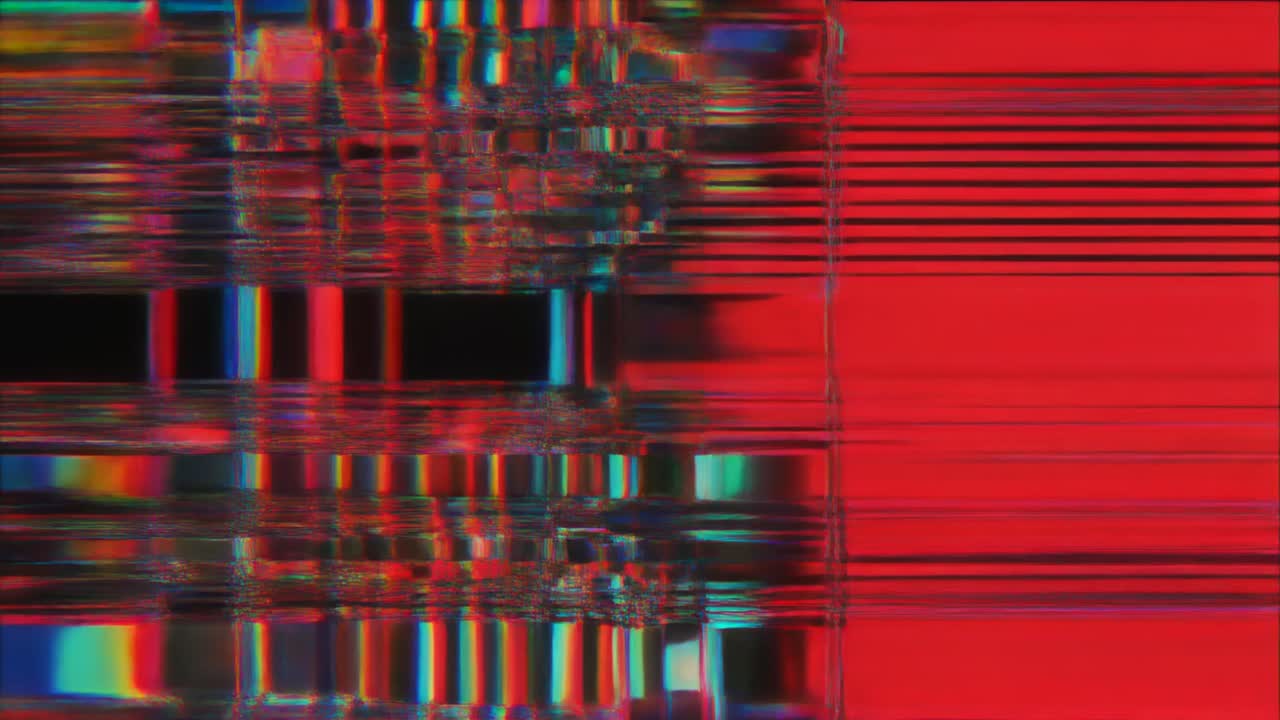 Arte Glitch Digitale Astratta con Distorsione di Pixel Colorata