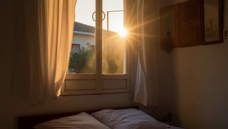 bedroom with morning sunlight