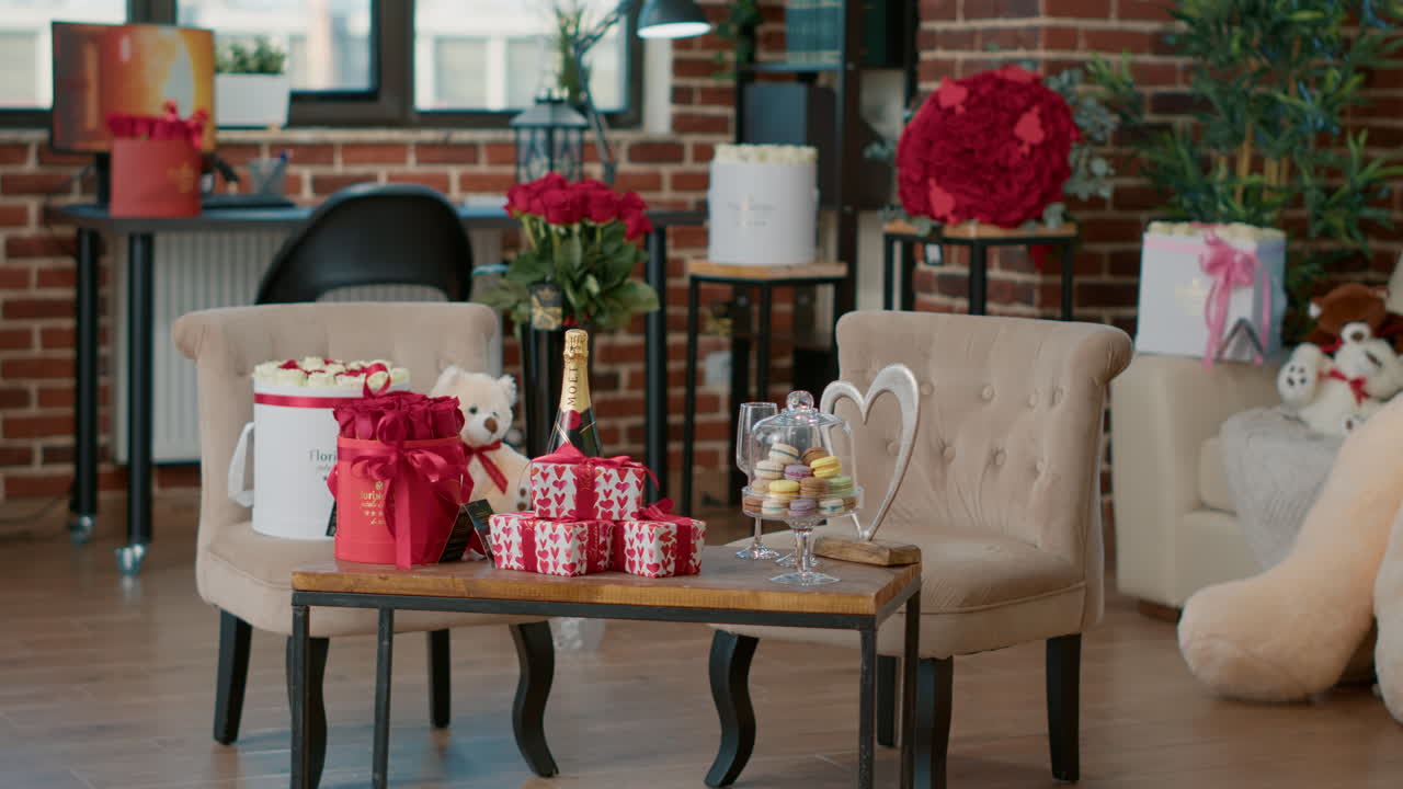 Valentine's Day Celebration with Gifts and Decor