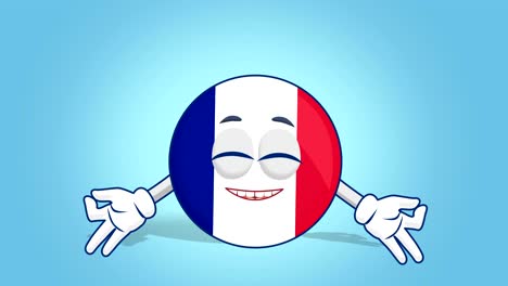 cartoon icon flag france zen harmony with face animation with alpha matte