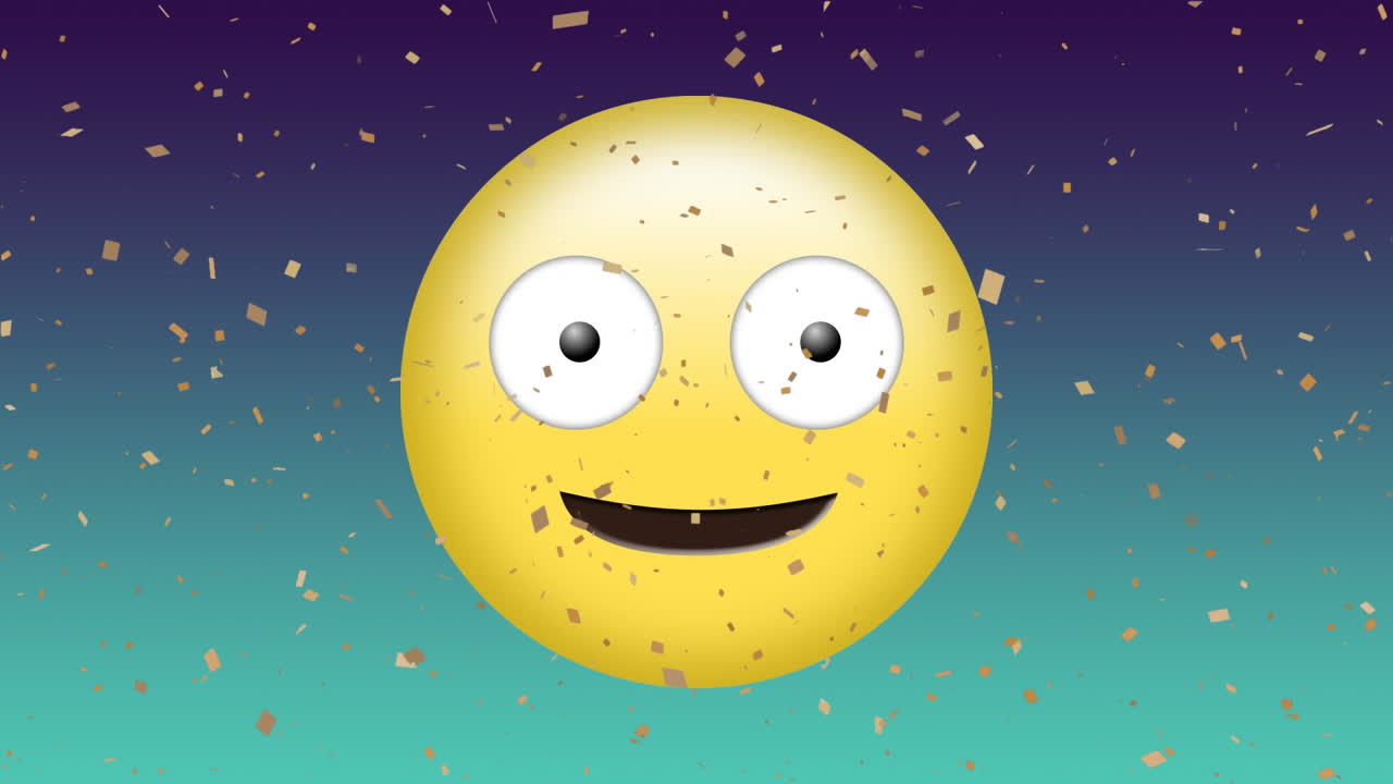 animación del icono de emoji sonriente sobre un fondo verde