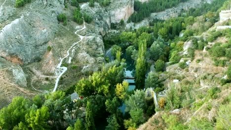 Aerial-rising-from-Hoz-del-Jucar-river-between