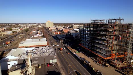 aerial push in to new contruction in modesto california