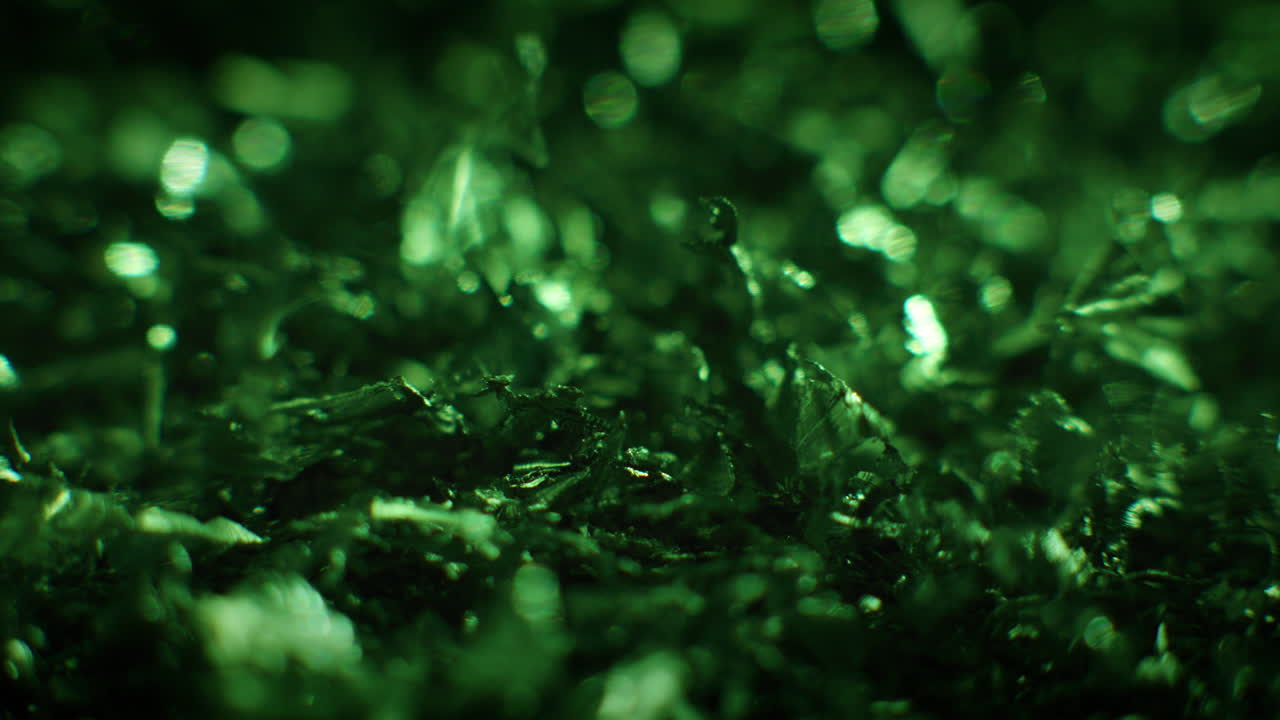 Emerald color metal fillings in macro