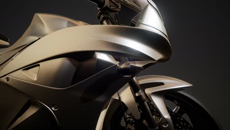 Moto-Sport-Bike-En-Estudio-Oscuro-Con-Luces-Brillantes