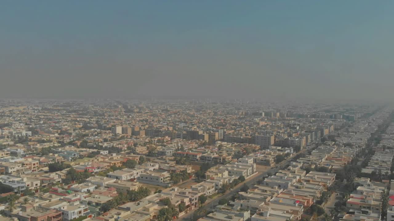 Aerial View Of Clifton Cantonment In Karachi, Pakistan With Smog In The Air