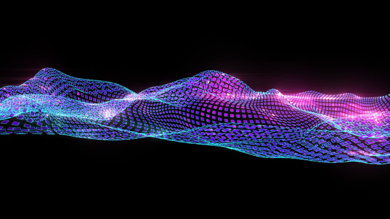 Abstract geometrical wave on black background. Big data concept.