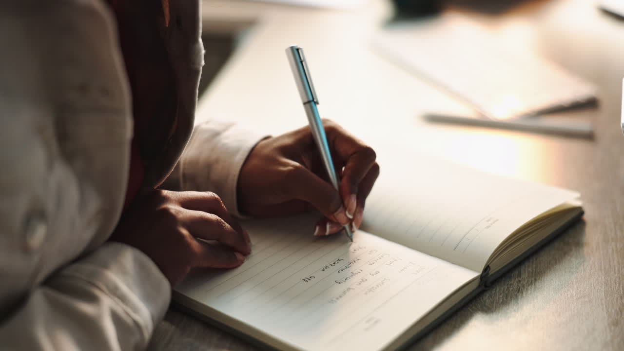 Woman writing in a notebook