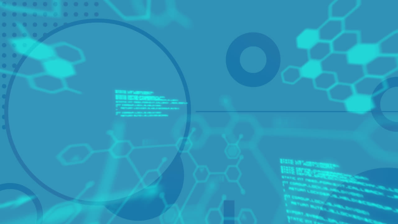 Animation of scientific data processing on blue background