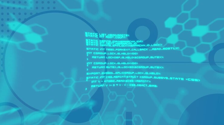 Animation of scientific data processing on blue background