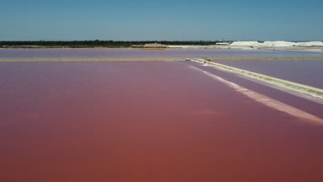 pink salt flats aerial view