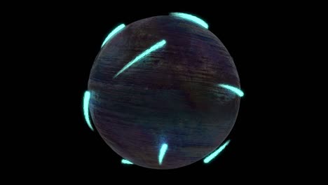 bola futurista con canal alfa. partículas de neón moviéndose alrededor de la esfera. patrón sin costuras.