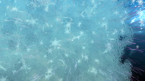 animation of snow and frost on blue background