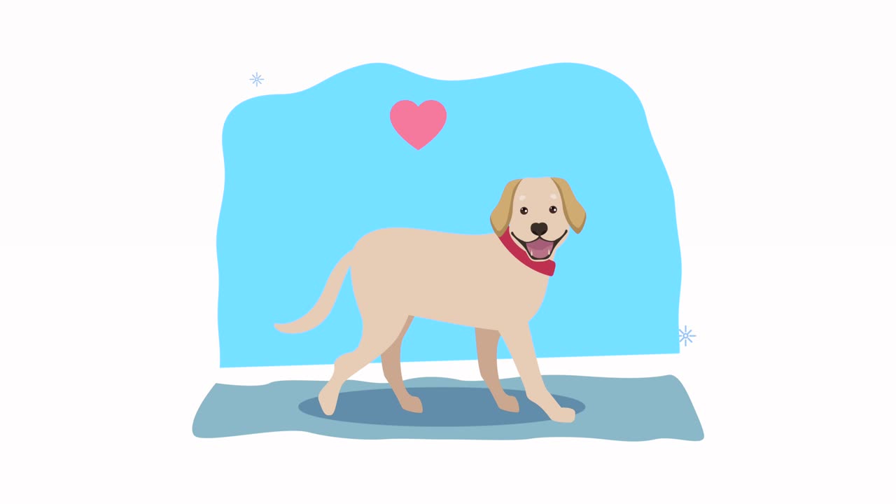 golden retriever mascot with heart animation