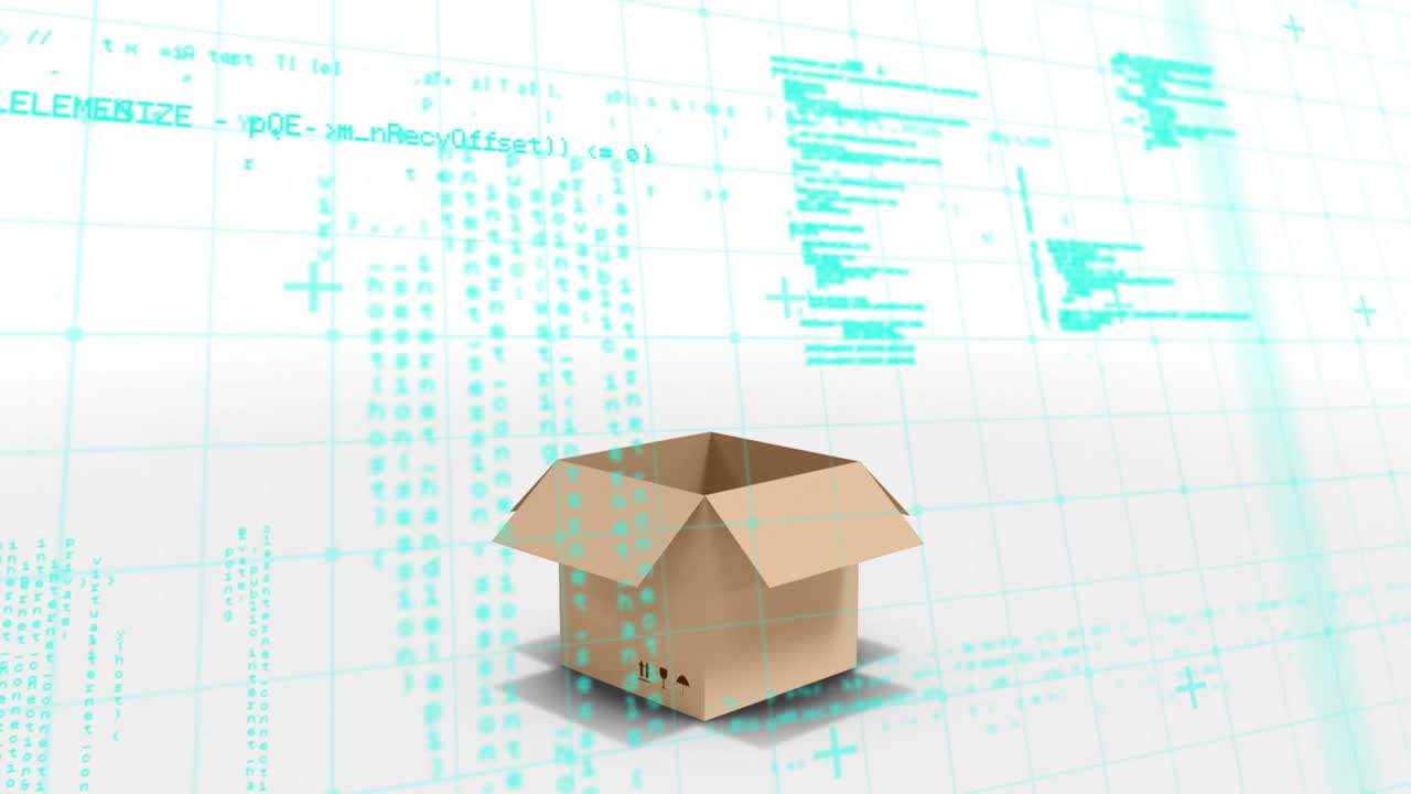 ⁇ 색 배경에 대한 그리드 네트워크 배달 상자 열기에 대한 데이터 처리