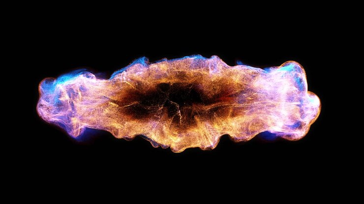 Abstract Glowing Particle Explosion on Black Background