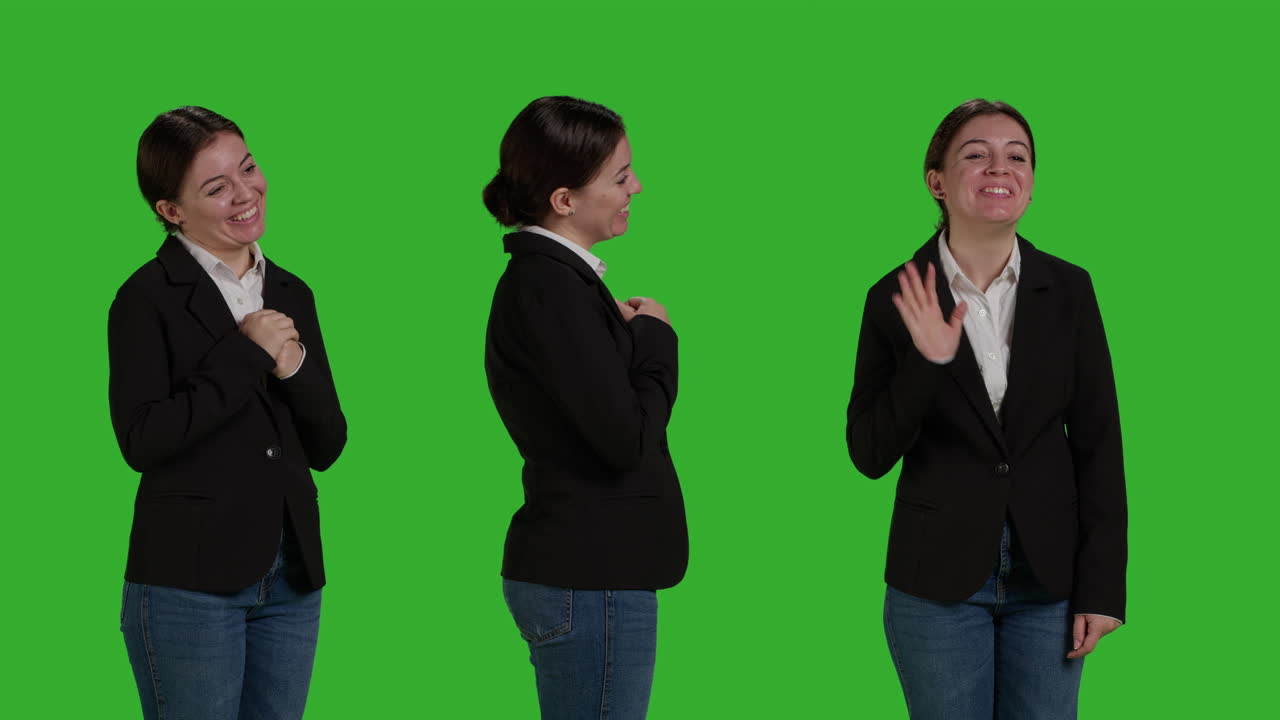 Businesswoman Poses on Green Screen