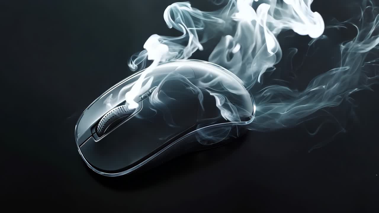 A computer mouse with smoke coming out of it