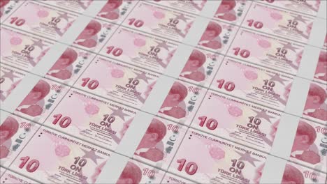 10 turkish lira banknotes printing by a money press