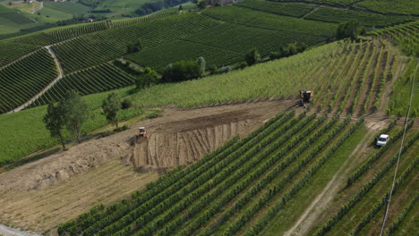 tractor machine equipment on vineyards agriculture field