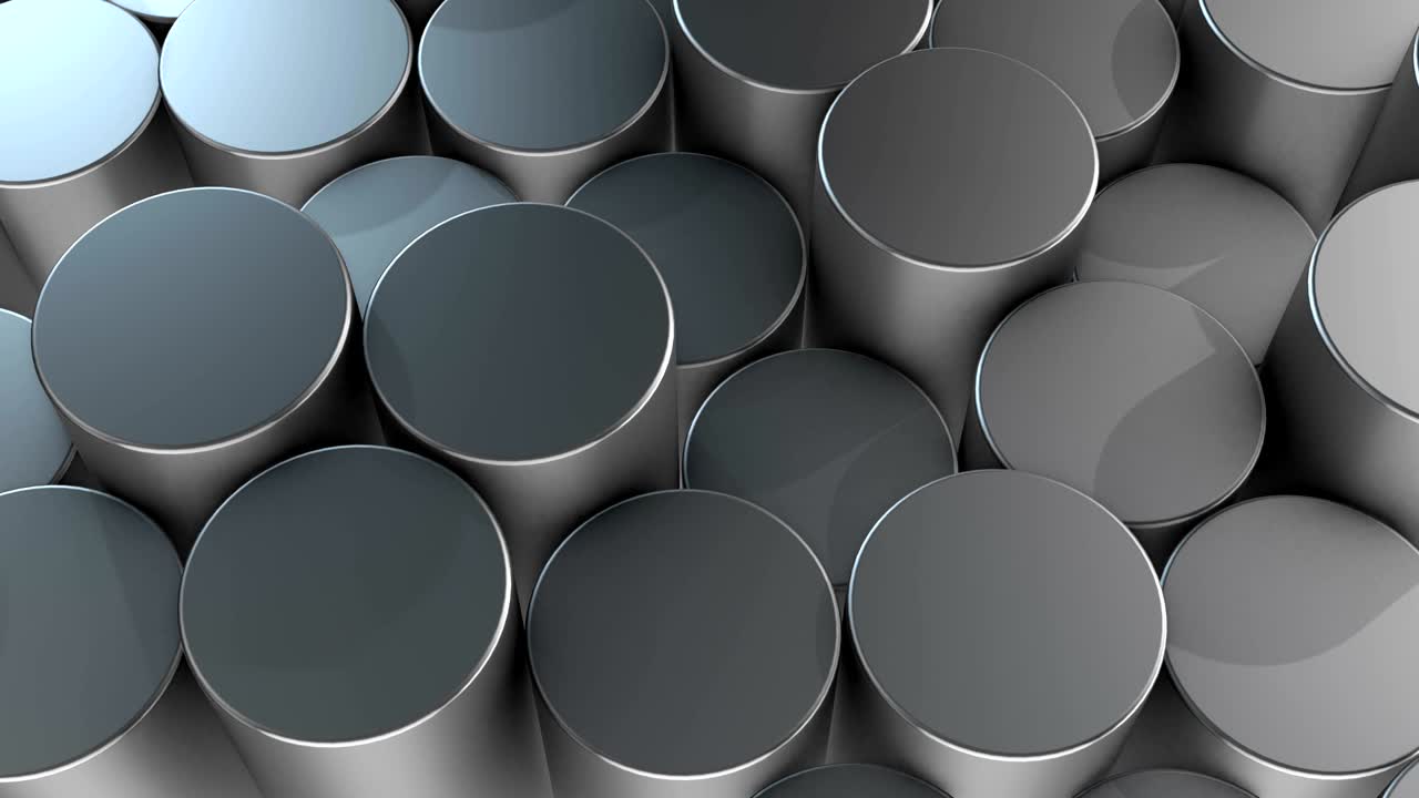 Abstract cylindrical geometric aluminum surfaces in virtual space