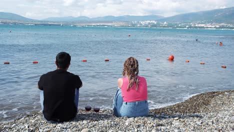 couple enjoying a romantic beach view