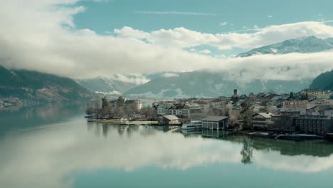 picturesque austria landscape of ski resort on lake zell in austria alps