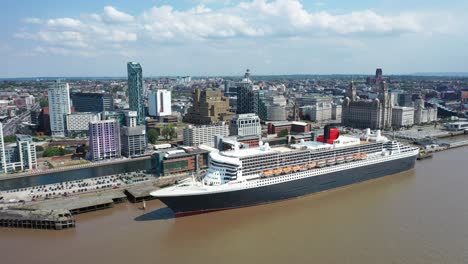 aerial footage of the iconic queen mary berthed