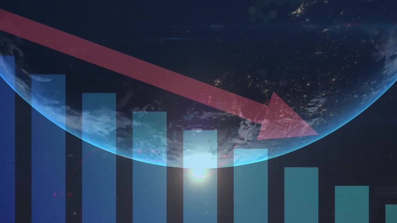 지구와 빛의 점을 가까이에서 통계 데이터 처리의 애니메이션