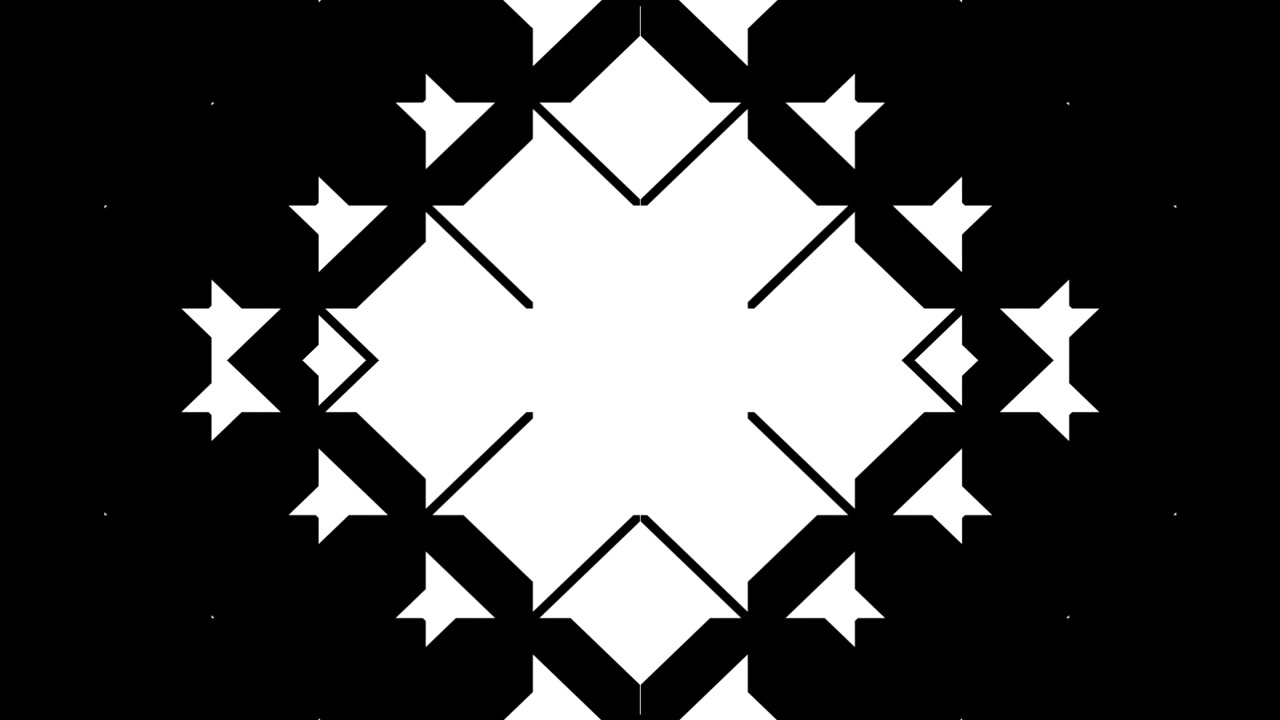Abstrakti geometrinen animaatio, joka laajenee keskeltä