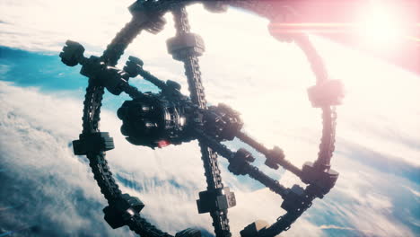 nave espacial alienígena no identificada volando cerca de la tierra elementos proporcionados por la nasa