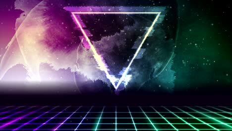 retro futuristic abstract hi-tech motion background with glitch triangle