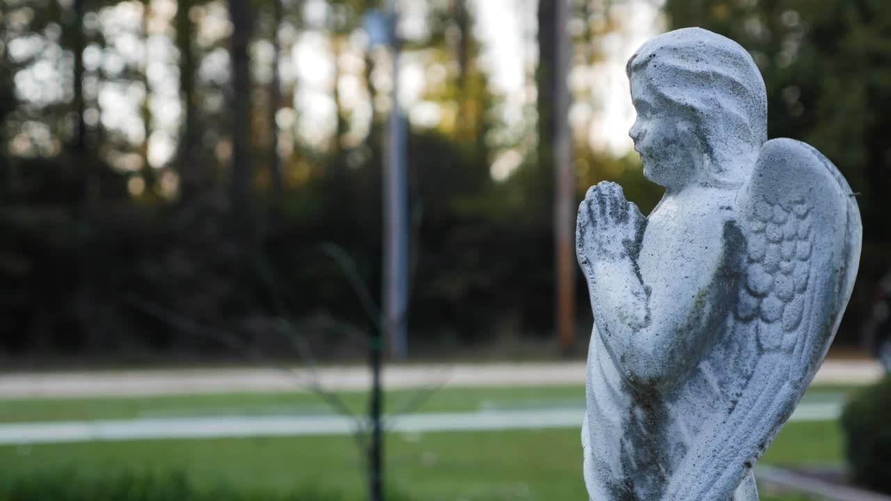 Medium shot of statue of an angel