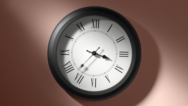 Latin Clock Face on Cream Beige Wall
