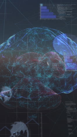 animación del cerebro humano con procesamiento de datos de interfaz digital