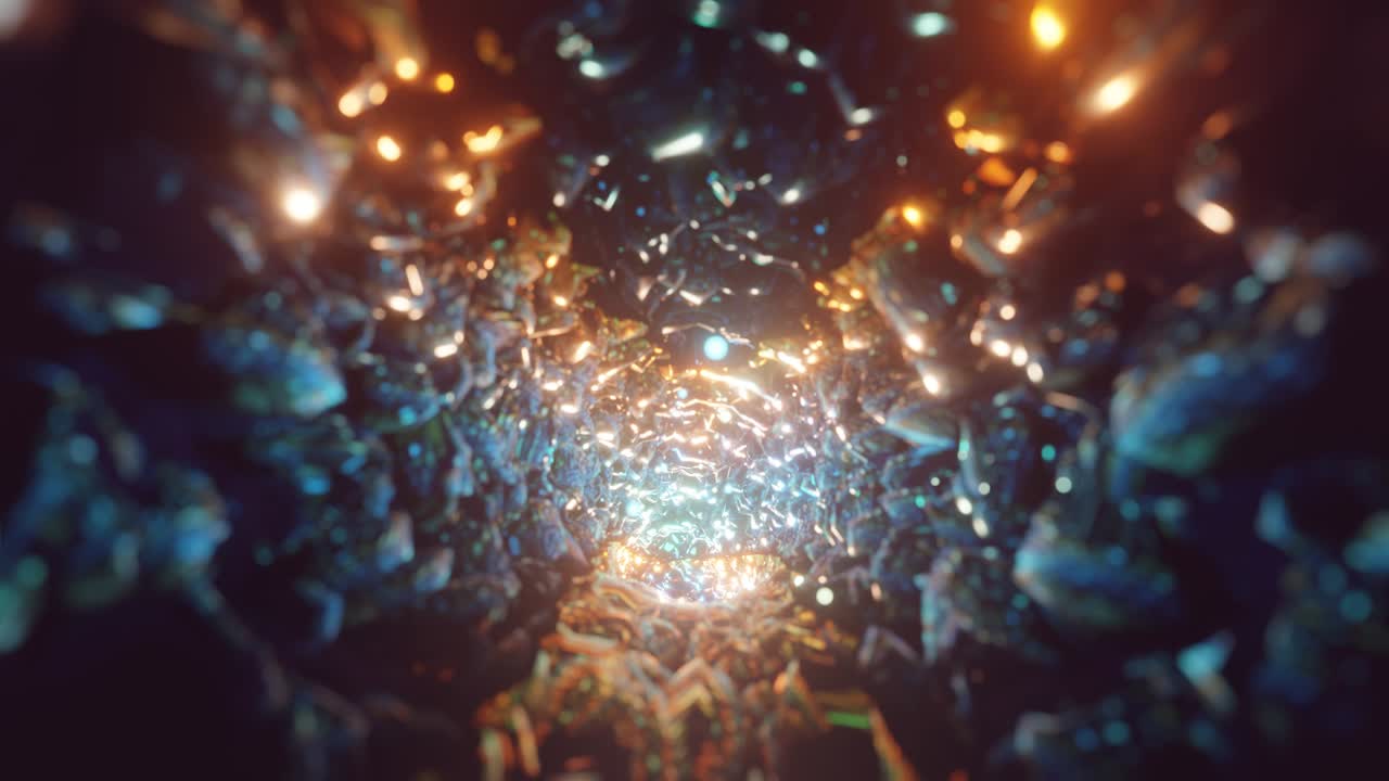 Abstrakt neonbaggrund. Flyver gennem korridoren. Sømløs 4K-animation