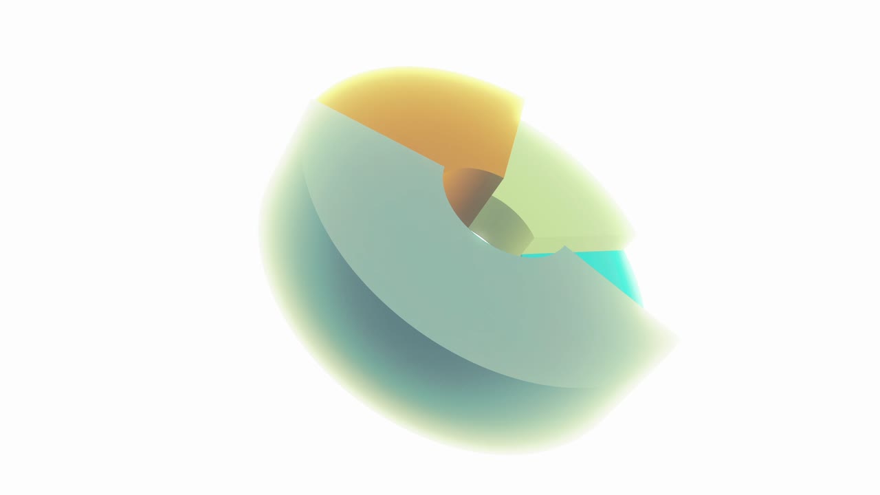 An animated 3D looping donut chart with independently expanding and contracting segments. Ideal for dynamic data visualization, business presentations, and infographics. Modern, clean, and vibrant