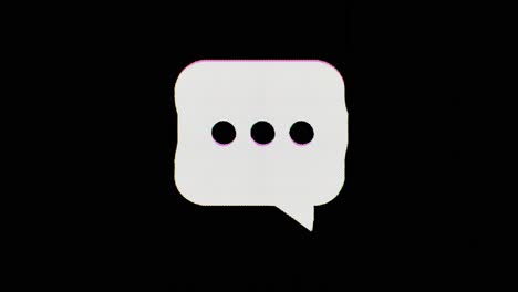 A-message-with-three-dots-or-texting-icon-glitches-in,-wavers-for-a-few-seconds,-and-then-glitches-out