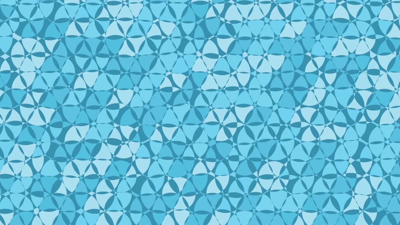 Blue circles look like kaleidoscopes blowing in the wind.