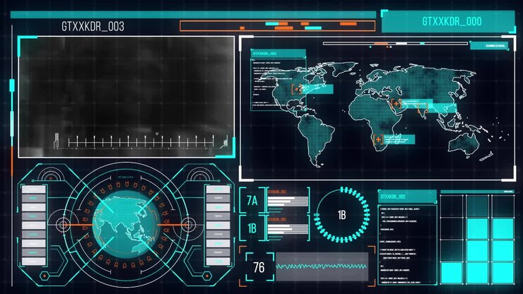 Animation of data processing on black background